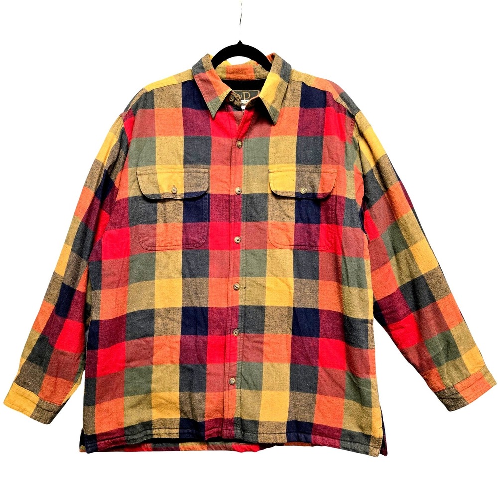 Weatherproof Flannel Shirt Jacket Mens L Gorpcore Plaid Fleece Lined Shacket